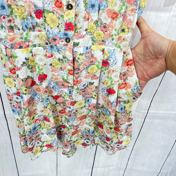 NEW LC Lauren Conrad SMALL Cream Floral Romper Sleeveless Button Up Front - Picture 5 of 13